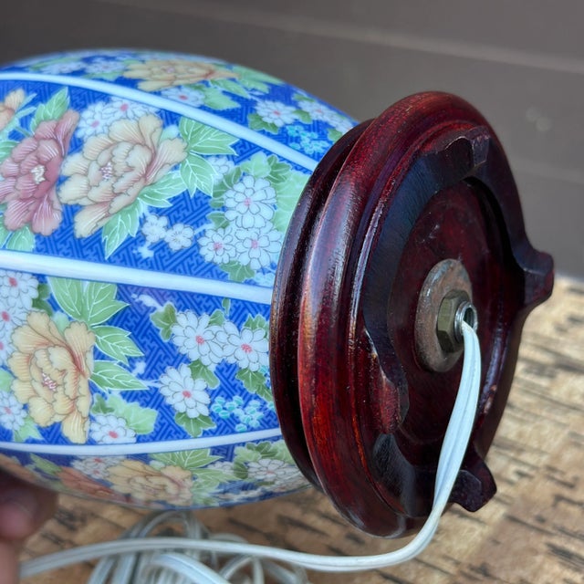 Vintage Petite Chinese Porcelain Ginger Jar Table Lamps in Blue & White Floral Motif - a Pair For Sale - Image 12 of 12