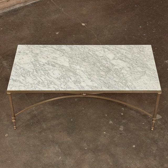 Mid-Century Carrara Marble and Gilded Brass Maison Jansen Style Coffee Table For Sale - Image 14 of 16