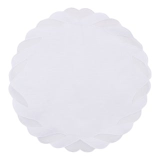 Granada White Linen Placemat by Los Encajeros For Sale