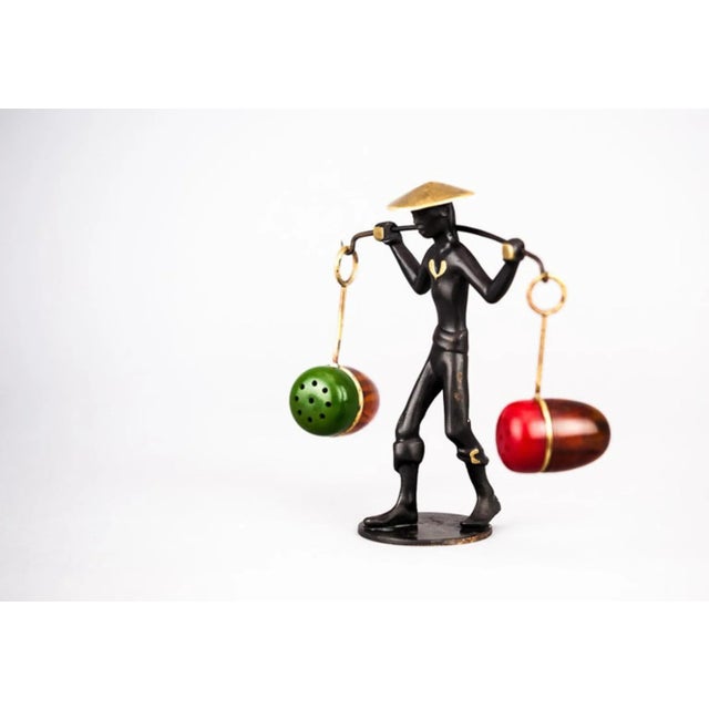 Mid-Century Modern Salt and Pepper Shaker Holder Chinese Figurine by Richard Rohac, 1950s For Sale - Image 3 of 8