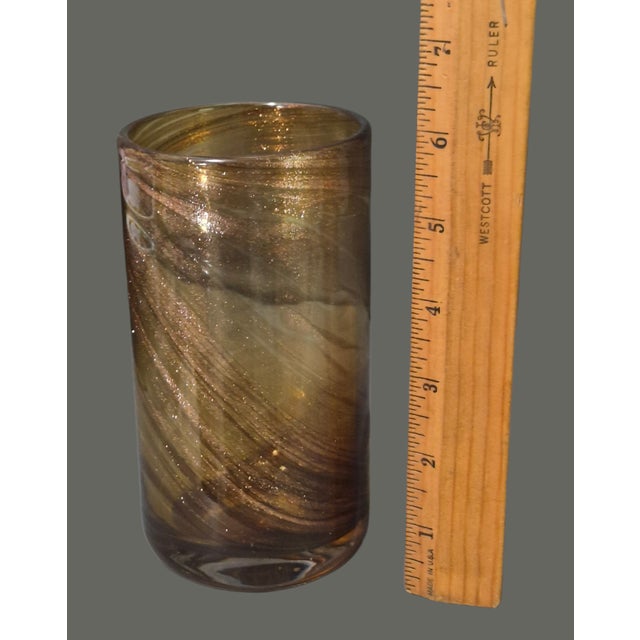 Late 20th Century Late 20th Century Attributed Murano Art Glass Hand Blown Pair Tumblers Glasses Copper Gold Color For Sale - Image 5 of 6