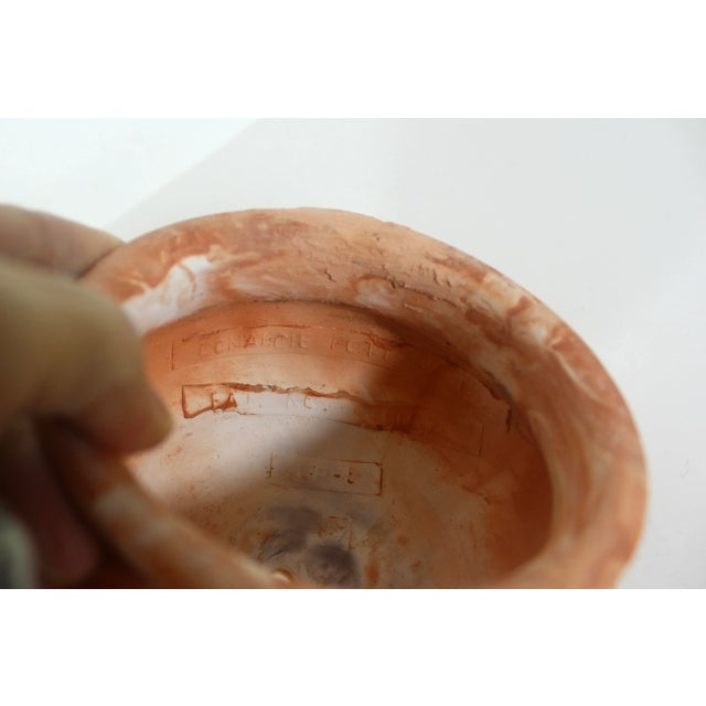 Rustic Vintage Comanche Pottery Unglazed Clay Terracotta Swirl Planters - Set of Two For Sale - Image 3 of 10