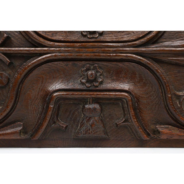 Gothic Sculpted Panel in Oak, Belgium, 16th Century For Sale - Image 9 of 12