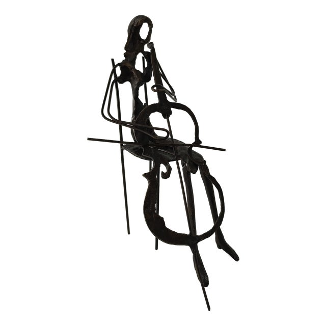 Sculpture of a Cellist, 1950s, Metal For Sale
