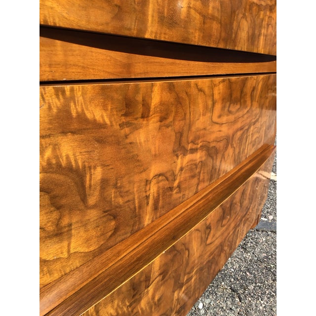 Art Deco Style Waterfall Chest of Drawers in Figured Walnut, Circa 1950s For Sale In Denver - Image 6 of 11