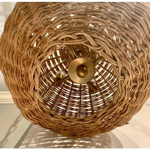 Worlds Away Morels Away Organic Modern Rattan Oakley Pendant Light For Sale - Image 4 of 5