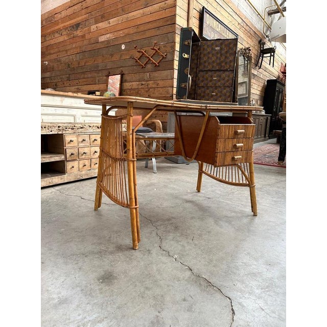 Blonde Rattan Desk, 1960s For Sale - Image 15 of 15