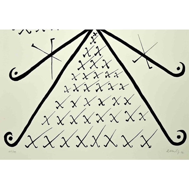 Letter x from alphabet series is a lithograph, realized by rafael alberti in 1972. Numbered, edition 40/99. Hand-signed....