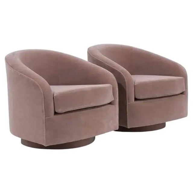 Blush Pink Swivel Armchairs, 1970s - A Pair For Sale - Image 11 of 11