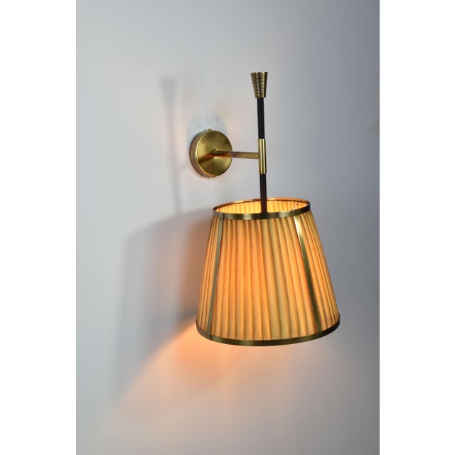 Caeli-W4 Brass and Fabric Sconce, JAS For Sale - Image 6 of 10