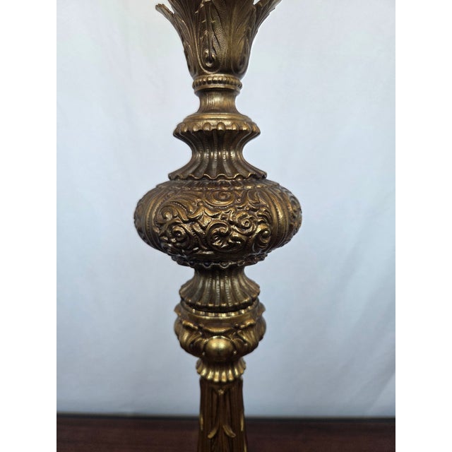 1950s 1950s Mid-Century Rococo Revival Solid Brass Table Lamp For Sale - Image 5 of 7