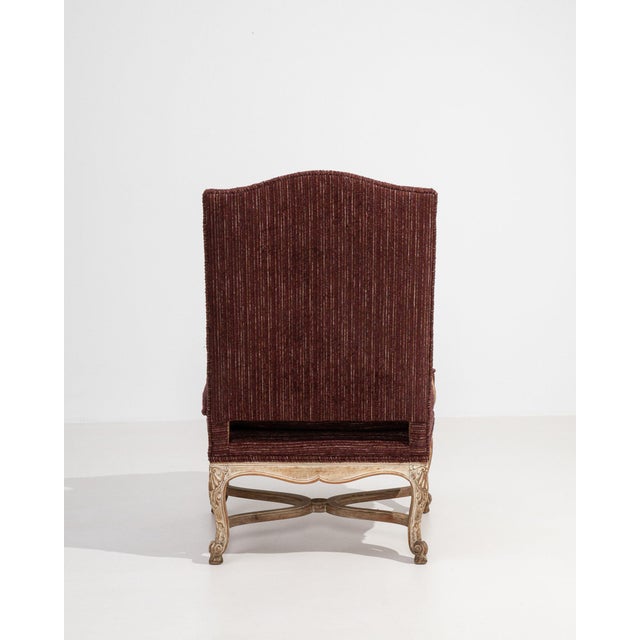 Burgundy 19th Century France Louis XIV Burgundy Wood Armchair For Sale - Image 8 of 11