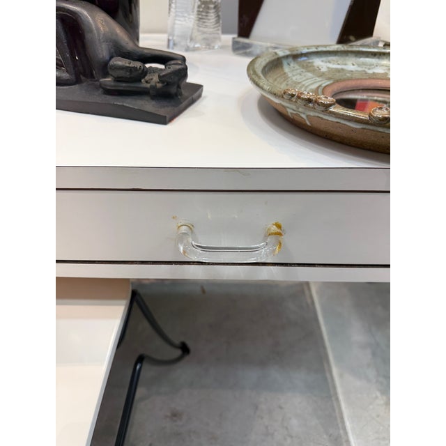 Vintage 1970s Lucite and Laminate 2-Drawer Writing Desk For Sale - Image 10 of 10