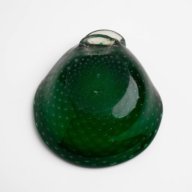 Vintage Emerald Green Murano Bullicante Art Glass Catchall Dish For Sale - Image 14 of 14