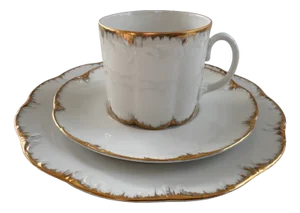 Rambouillet Gold Cup Saucer and Breakfast Plate for Rosenthal, Germany, 1981, Set of 3