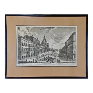 18th Century Etching of the Ancient Piazza Navona in Rome by Barbault, 1762 For Sale