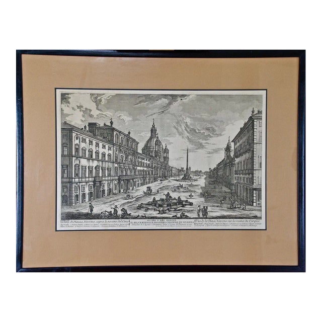 18th Century Etching of the Ancient Piazza Navona in Rome by Barbault, 1762 For Sale