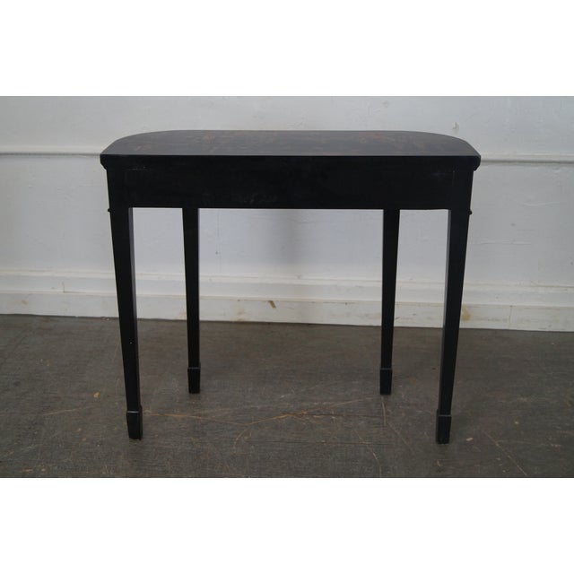 Hand Painted Chinoiserie Demilune Console Table | Chairish
