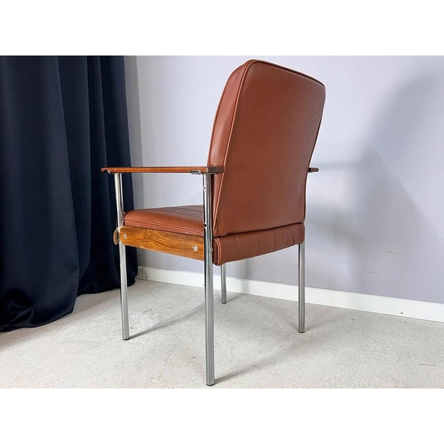2000 - 2009 Armchair in Brown Real Leather & Rosewood by Sven Ivar Dysthe for Dokka For Sale - Image 5 of 11