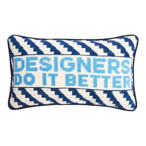 Schumacher Designers Rock Needlepoint Pillow 15" x 9" in Blue
