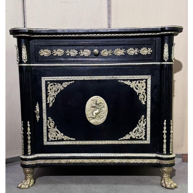 Wood Napoleon III Boulle Furniture in Lacquered Wood, 1960s For Sale - Image 7 of 11