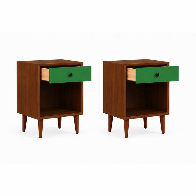 Mid Century Modern 2 Tone Nightstands in Manner of Glenn of California For Sale - Image 4 of 5
