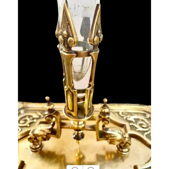 Late 19th Century Gilt Brass Etched Crystal Centerpiece For Sale - Image 6 of 12