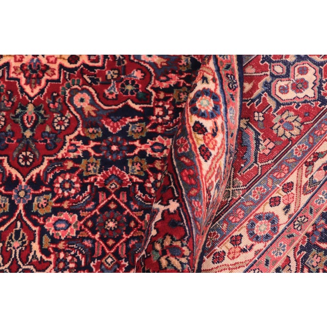 Blue Boho Chic Persian Tabriz Blue/Red Wool Rug - 6'11'' X 10'1'' For Sale - Image 8 of 10