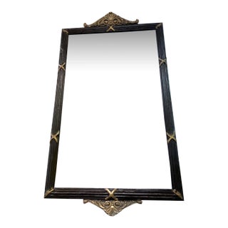 Antique Italian Black and Gilt Beveled Mirror For Sale