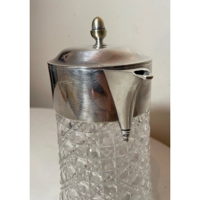 Silver Antique Mappin & Webb Silver Plate Cut Crystal Claret Water Pitcher Ice Chamber For Sale - Image 8 of 17