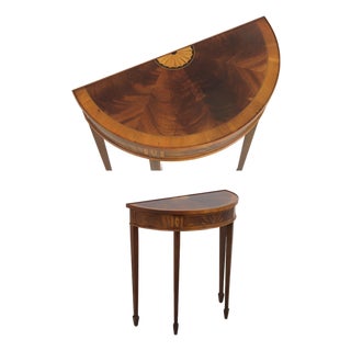 Hekman Mahogany Inlaid Demilune Table For Sale