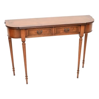 Vintage Regency Style Console Table in Yew Wood, 1950 For Sale
