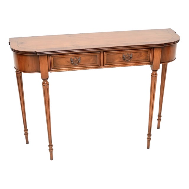 Vintage Regency Style Console Table in Yew Wood, 1950 For Sale