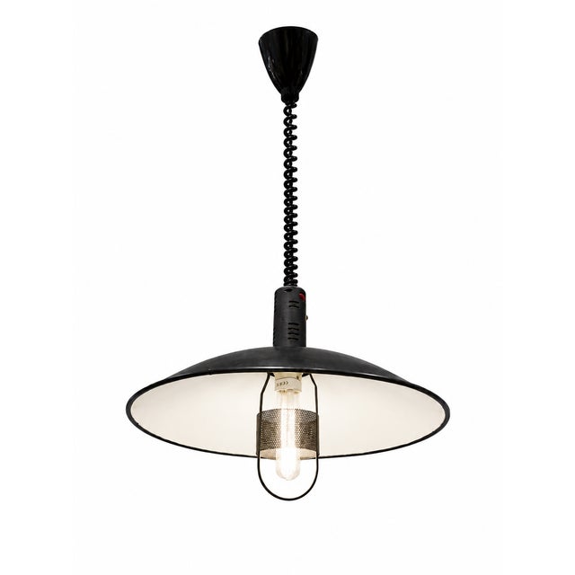 Vintage Adjustable Industrial Black Metal Pendant Lamp, 1980s For Sale - Image 6 of 6