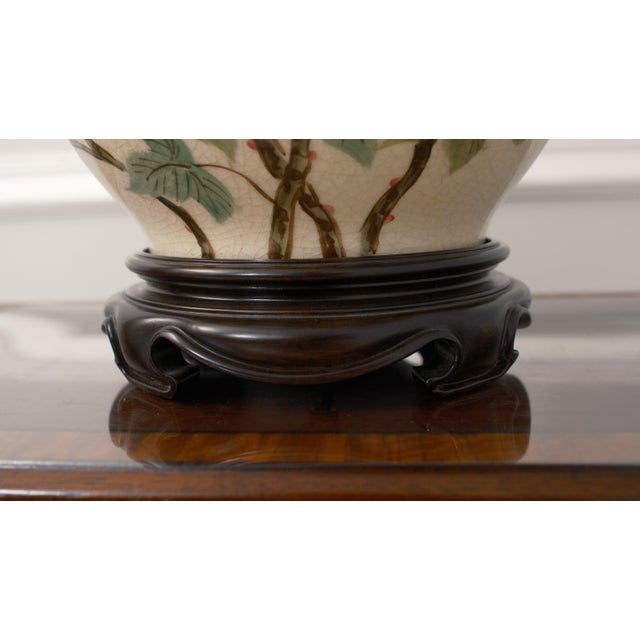 Ceramic Chinese Crackle Finish Porcelain Floral Decorated Lamp For Sale - Image 7 of 12