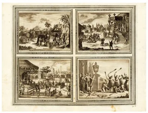 P. van der Aa, Leyden, Combat of Men with Lions, 1725, Paper