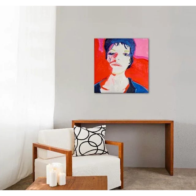 Contemporary Modern Narratives Collection — Contemporary Psychedelic Pop Art Portrait (24″×24″, Original Oil on Canvas) For Sale - Image 3 of 12