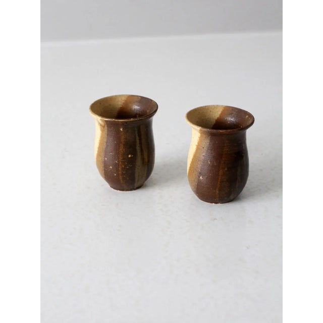 Contemporary Vintage Studio Pottery Cups Pair For Sale - Image 3 of 10