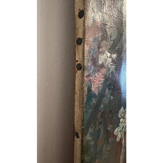 L. Rubia, Young Woman with Shawl and Basket of Flowers, Oil on Canvas, 1920s For Sale - Image 10 of 12