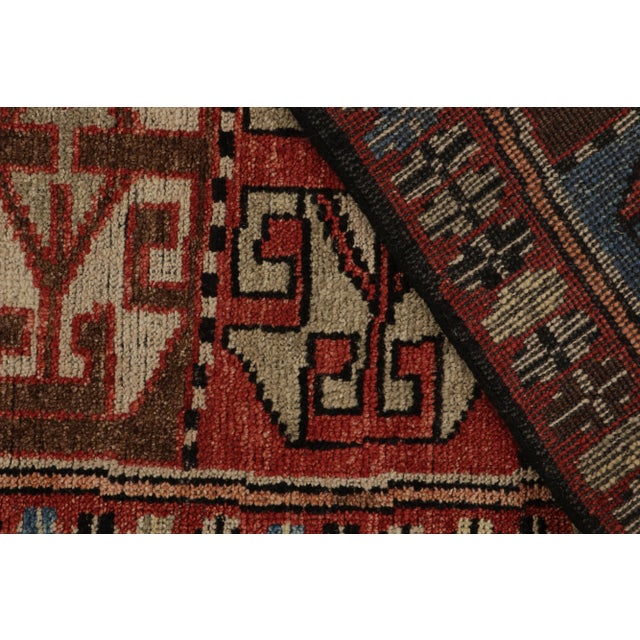 Textile Rug & Kilim’s Tribal Style Rug in Red, Brown and Blue Geometric Pattern For Sale - Image 7 of 8