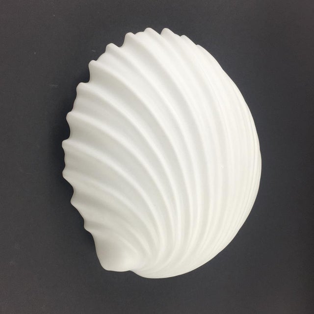 Mid-Century Modern Large Minimalist Shell-Shaped Opaline Glass Wall Lights from Limburg, Germany, 1970s, Set of 2 For Sale - Image 3 of 11