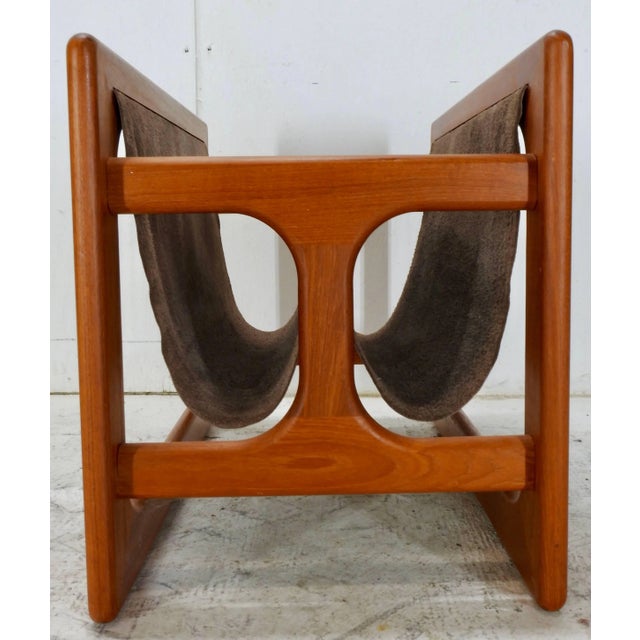 Mid-Century Modern Danish Modern Salin Mobler Teak and Leather Magazine Rack For Sale - Image 3 of 7