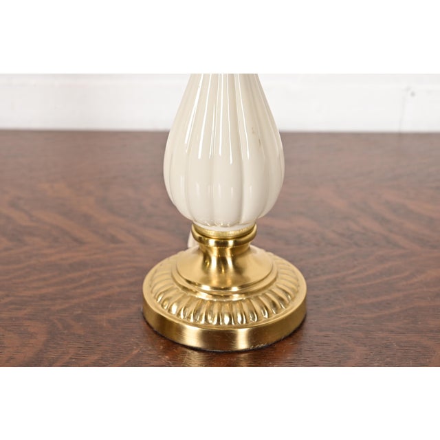 Lenox Lighting by Quoizel Hollywood Regency Porcelain and Brass Table Lamps, Pair For Sale - Image 9 of 13