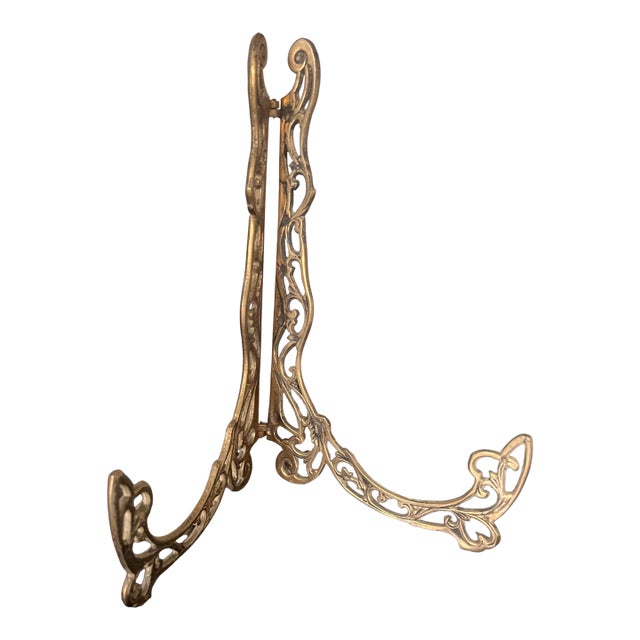 Mid-20th Century Hollywood Regency Brass Easel Plate/Art Display For Sale