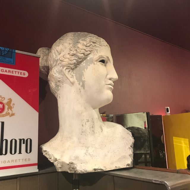 57” Tall Vintage Grecian Goddess Fiberglass Head Display Prop For Sale - Image 4 of 6