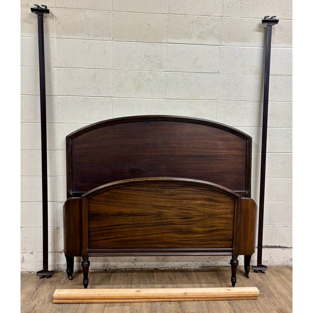 This is a stunning vintage French Louis XV Full size bed frame with elements of Jacobean style. Features detailed turned...