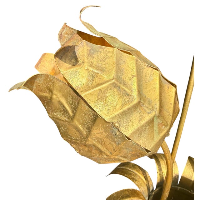 1960s Hollywood Regency Style - Glamorous, Gorgeous, Golden Lotus Floor Lamp For Sale - Image 10 of 12