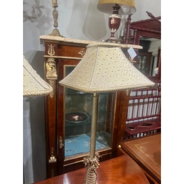 Mid 20th Century Raymond Waites Brass Lamps With Shades - a Pair For Sale - Image 4 of 8