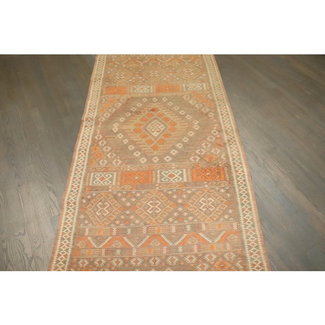 Textile Mid 20th Century Zabihi Collection Turkish Kilim Runner - 3' x 13'4" For Sale - Image 7 of 12