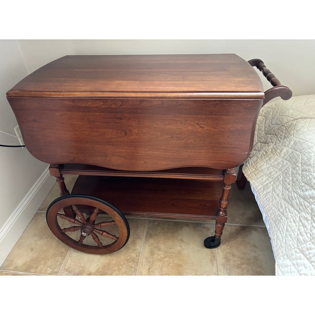 Pennsylvania House 1960s Pennsylvania House Cherry Wood Drop Leaf Tea Cart For Sale - Image 4 of 8